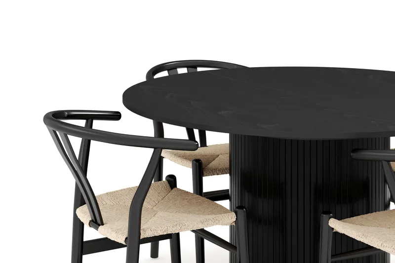 Kopparbo Matgrupp förlängningsbart 130-180 cm Rund med 4 Dastoori Matstol - Möbler - Matplats - Matgrupp & matbord med stolar