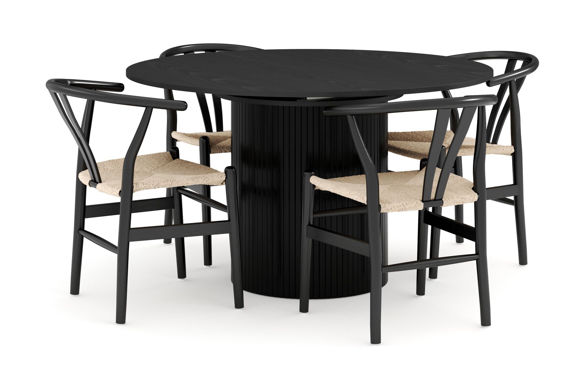 Kopparbo Matgrupp förlängningsbart 130-180 cm Rund med 4 DEPIJP Matstol - Möbler - Matplats - Matgrupp & matbord med stolar