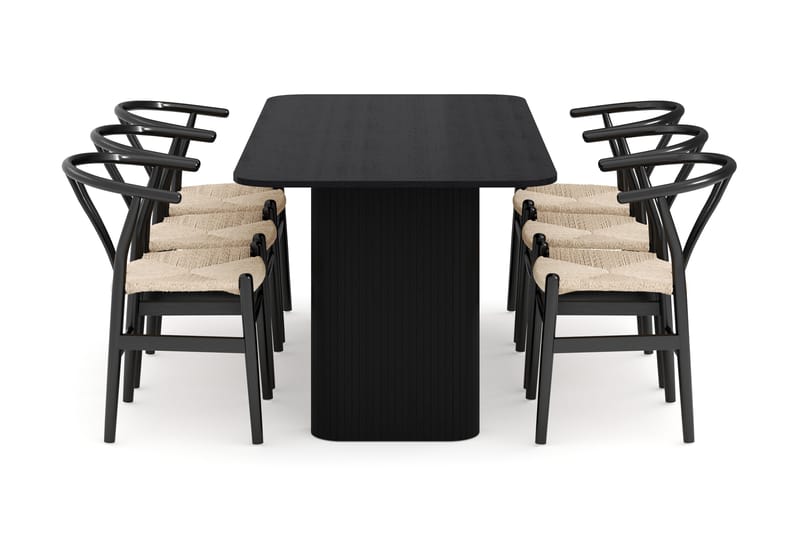 Kopparbo Matgrupp förlängningsbart 180-240 cm med 6 Dastoori Matstol - 2220067-6,2229285-1 - Svart - Möbler - Matplats - Matgrupp & matbord med stolar