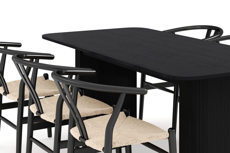 Kopparbo Matgrupp förlängningsbart 180-240 cm med 6 Dastoori Matstol - 2220067-6,2229285-1 - Svart - Möbler - Matplats - Matgrupp & matbord med stolar
