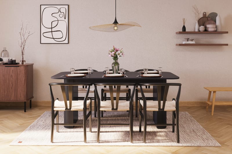 Kopparbo Matgrupp förlängningsbart 180-240 cm med 6 Dastoori Matstol - 2220067-6,2229285-1 - Svart - Möbler - Matplats - Matgrupp & matbord med stolar