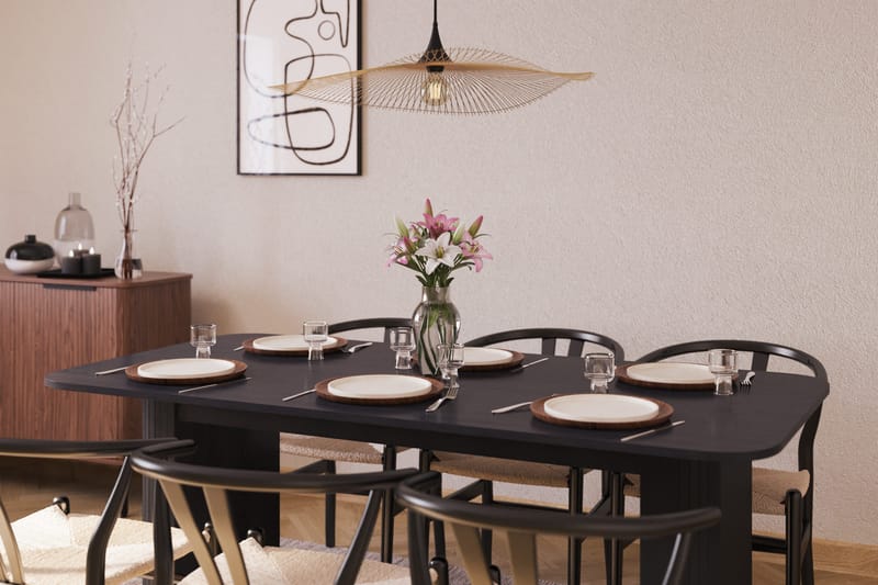 Kopparbo Matgrupp förlängningsbart 180-240 cm med 6 Dastoori Matstol - 2220067-6,2229285-1 - Svart - Möbler - Matplats - Matgrupp & matbord med stolar