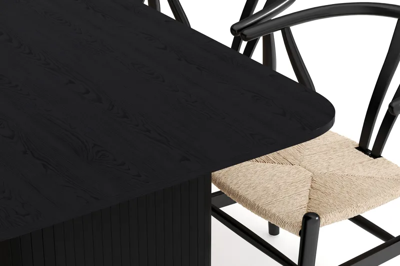 Kopparbo Matgrupp förlängningsbart 180-240 cm med 6 Dastoori Matstol - 2220067-6,2229285-1 - Svart - Möbler - Matplats - Matgrupp & matbord med stolar