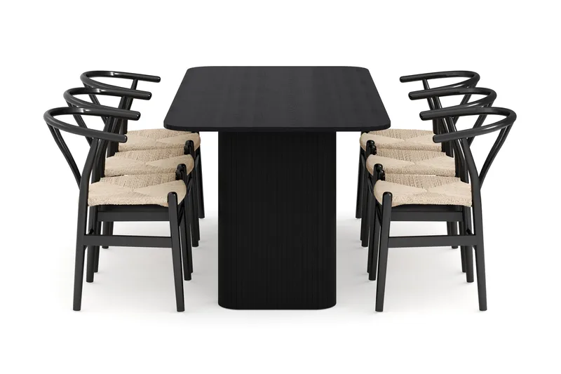 Kopparbo Matgrupp förlängningsbart 180-240 cm med 6 Dastoori Matstol - Möbler - Matplats - Matgrupp & matbord med stolar