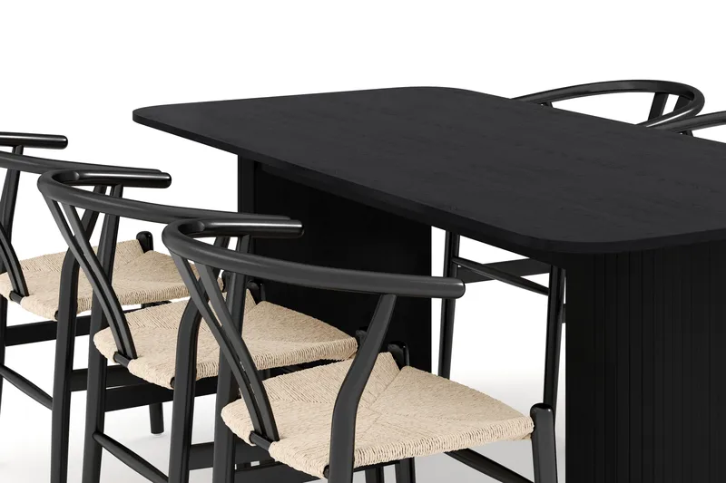 Kopparbo Matgrupp förlängningsbart 180-240 cm med 6 Dastoori Matstol - Möbler - Matplats - Matgrupp & matbord med stolar