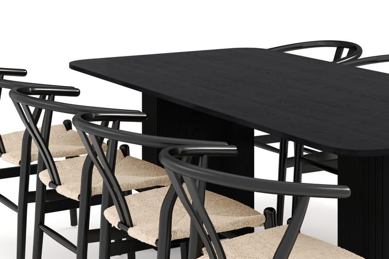 Kopparbo Matgrupp förlängningsbart 200-260 cm med 8 Dastoori Matstol - 2220067-8,2229312-1 - Svart - Möbler - Matplats - Matgrupp & matbord med stolar