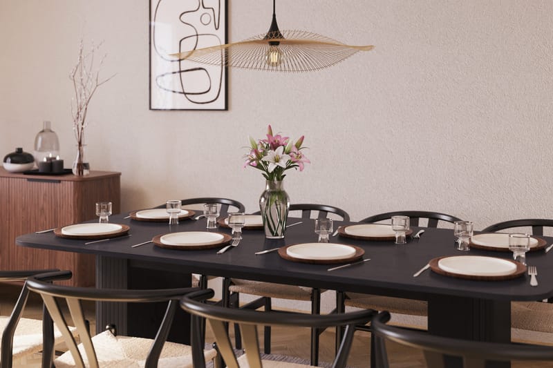 Kopparbo Matgrupp förlängningsbart 200-260 cm med 8 Dastoori Matstol - 2220067-8,2229312-1 - Svart - Möbler - Matplats - Matgrupp & matbord med stolar