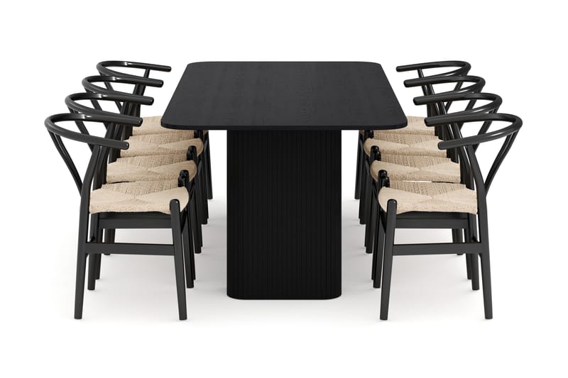 Kopparbo Matgrupp förlängningsbart 200-260 cm med 8 Dastoori Matstol - 2220067-8,2229312-1 - Svart - Möbler - Matplats - Matgrupp & matbord med stolar
