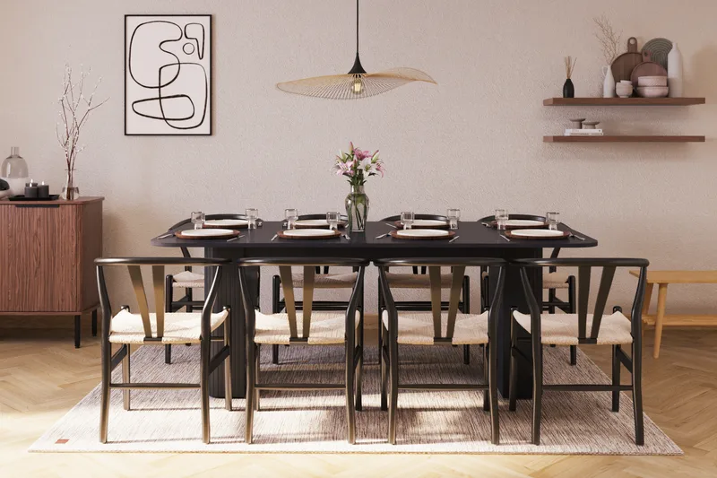 Kopparbo Matgrupp förlängningsbart 200-260 cm med 8 Dastoori Matstol - Möbler - Matplats - Matgrupp & matbord med stolar