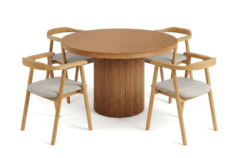 Kopparbo Matgrupp Förlängningsbart runt 120-220 cm Ek med 4 Jolie Matstolar - Möbler - Matplats - Matgrupp & matbord med stolar