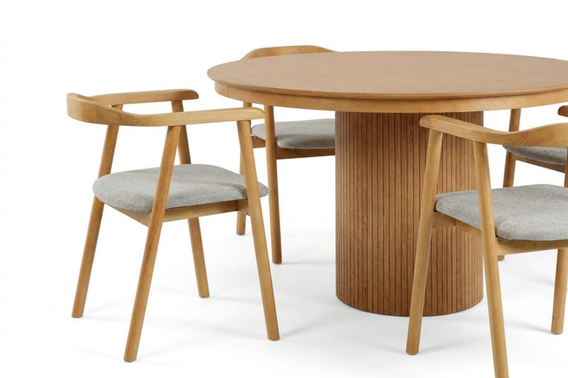 Kopparbo Matgrupp Förlängningsbart runt 120-220 cm Ek med 4 Jolie Matstolar - Möbler - Matplats - Matgrupp & matbord med stolar