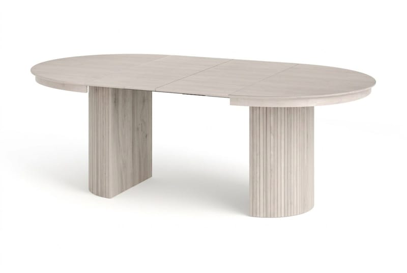 Kopparbo Matgrupp Förlängningsbart runt 120-220 cm Vitlaserad med 4 Eira Matstolar - Vitlaserad - Möbler - Matplats - Matgrupp & matbord med stolar