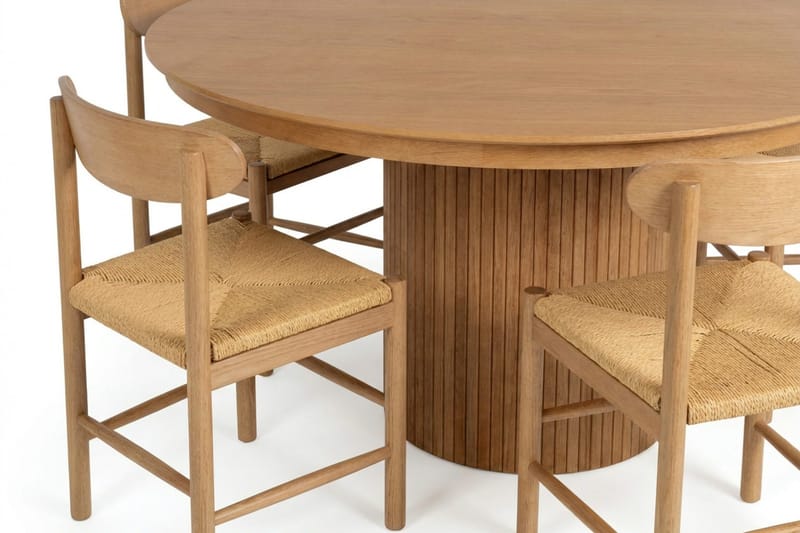 Kopparbo Matgrupp Förlängningsbart runt 140-220 cm Ek med 6 Malte Matstolar - Möbler - Matplats - Matgrupp & matbord med stolar