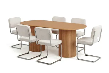 Kopparbo Matgrupp oval 180 cm Ek med 6 Milva Matstolar - Ek - Möbler - Matplats - Matgrupp & matbord med stolar