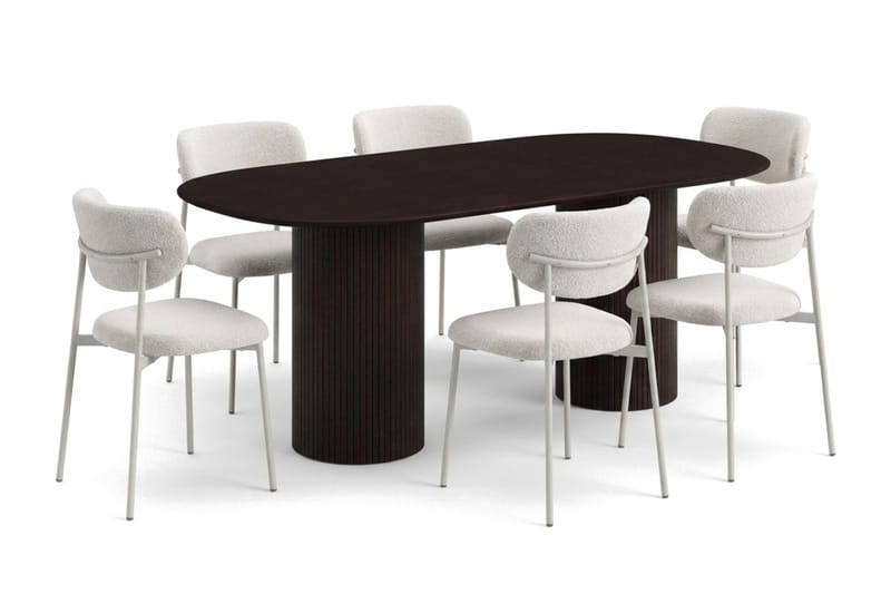 Kopparbo Matgrupp oval 180 cm med 6 Lucy Matstolar - Rökt ek - Möbler - Matplats - Matgrupp & matbord med stolar