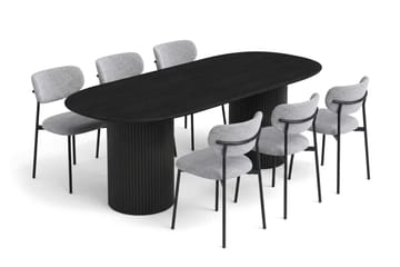 Kopparbo Matgrupp oval 180 cm med 6 Lucy Matstolar - Svartlaserad ek - Möbler - Matplats - Matgrupp & matbord med stolar