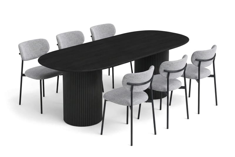 Kopparbo Matgrupp oval 180 cm med 6 Lucy Matstolar - Svartlaserad ek - Möbler - Matplats - Matgrupp & matbord med stolar