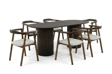 Kopparbo Matgrupp oval 180 cm Rökt Ek med 6 Jolie Matstolar - Rökt ek - Möbler - Matplats - Matgrupp & matbord med stolar