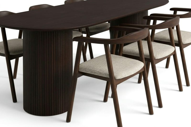 Kopparbo Matgrupp oval 180 cm Rökt Ek med 6 Jolie Matstolar - Möbler - Matplats - Matgrupp & matbord med stolar
