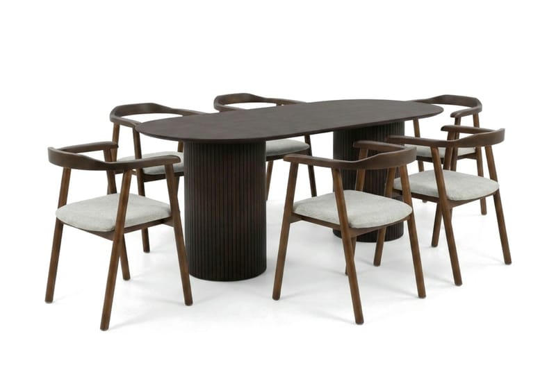 Kopparbo Matgrupp oval 180 cm Rökt Ek med 6 Jolie Matstolar - Möbler - Matplats - Matgrupp & matbord med stolar