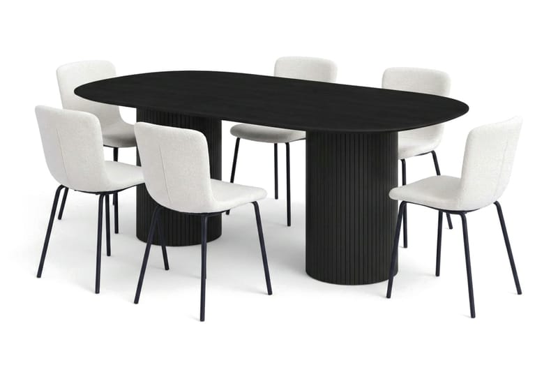 Kopparbo Matgrupp oval 180 cm Svart med 6 Katy Matstolar - Svart - Möbler - Matplats - Matgrupp & matbord med stolar