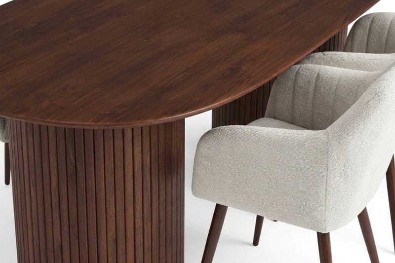 Kopparbo Matgrupp oval 180 cm Valnöt med 6 Filippa Matstolar - Valnöt - Möbler - Matplats - Matgrupp & matbord med stolar