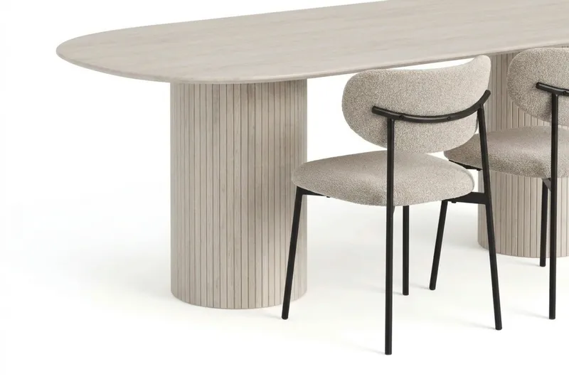 Kopparbo Matgrupp oval 180 cm Vitlaserad med 6 Lucy Matstolar - Vitlaserad ek - Möbler - Matplats - Matgrupp & matbord med stolar