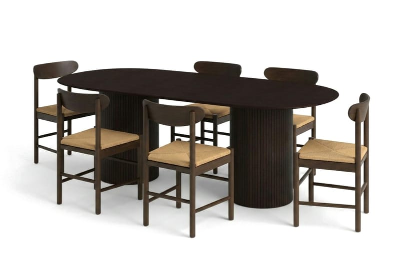 Kopparbo Matgrupp oval 220 cm Rökt Ek med 6 Elsie Matstolar - Möbler - Matplats - Matgrupp & matbord med stolar