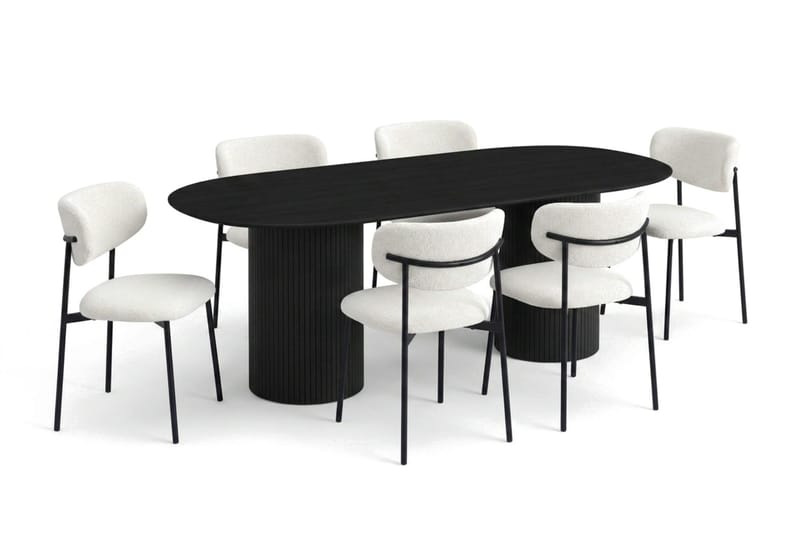 Kopparbo Matgrupp oval 220 cm Svart med 6 Lucy Matstolar - Svart - Möbler - Matplats - Matgrupp & matbord med stolar