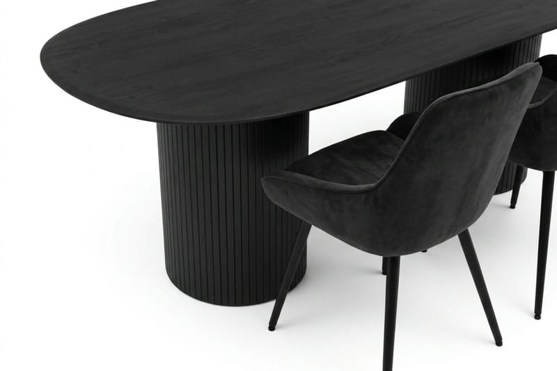 Kopparbo Matgrupp oval 220 cm Svart med 8 Alsarp Matstolar - Svart - Möbler - Matplats - Matgrupp & matbord med stolar