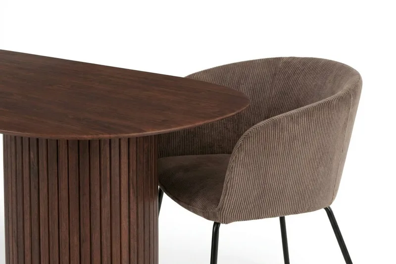 Kopparbo Matgrupp oval 220 cm Valnöt med 6 Berit Matstolar - Valnöt - Möbler - Matplats - Matgrupp & matbord med stolar