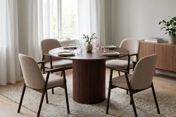 Kopparbo Matgrupp Rund 110 cm med 4 Reciclar Matstolar - Valnöt - Möbler - Matplats - Matgrupp & matbord med stolar
