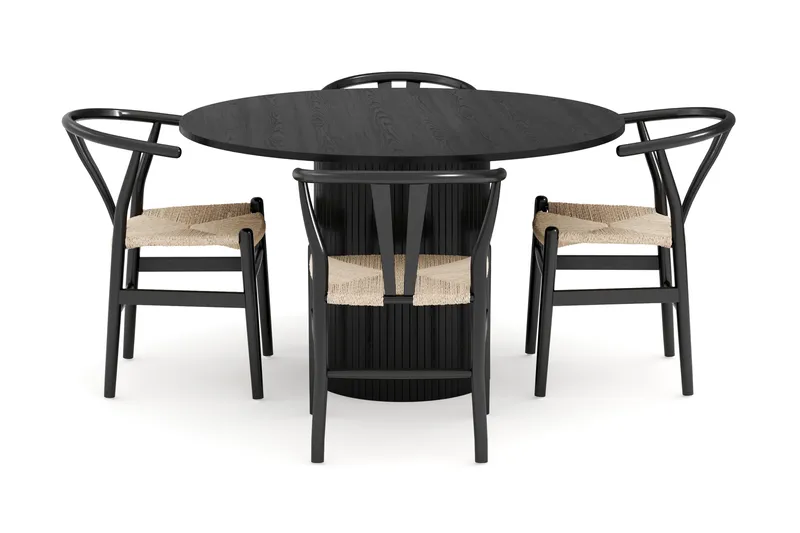 Kopparbo Matgrupp Rund 130 cm med 4 Dastoori Matstol - Möbler - Matplats - Matgrupp & matbord med stolar