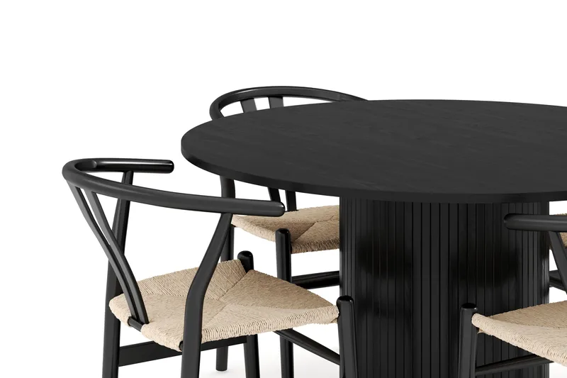 Kopparbo Matgrupp Rund 130 cm med 4 Dastoori Matstol - Möbler - Matplats - Matgrupp & matbord med stolar