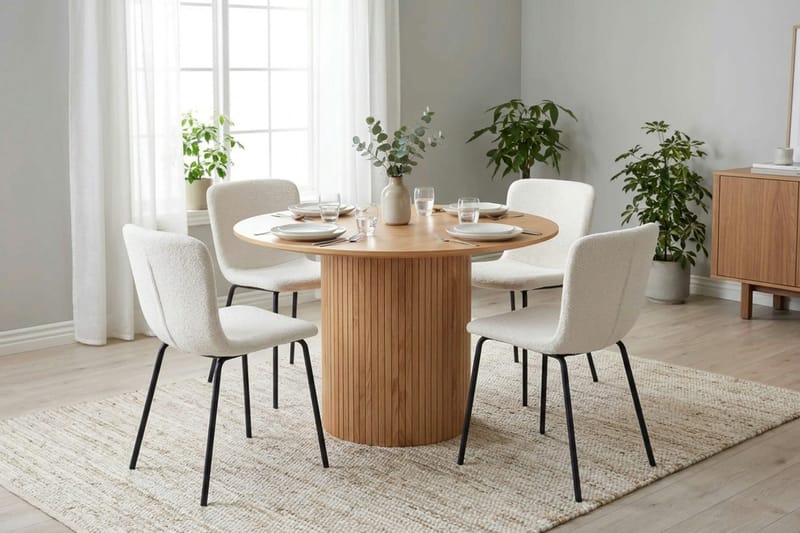 Kopparbo Matgrupp runt 110 cm Ek med 4 Katy Matstolar - Ek - Möbler - Matplats - Matgrupp & matbord med stolar