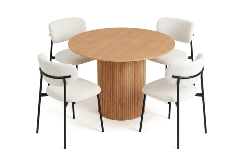 Kopparbo Matgrupp runt 110 cm Ek med 4 Lucy Matstolar - Ek - Möbler - Matplats - Matgrupp & matbord med stolar