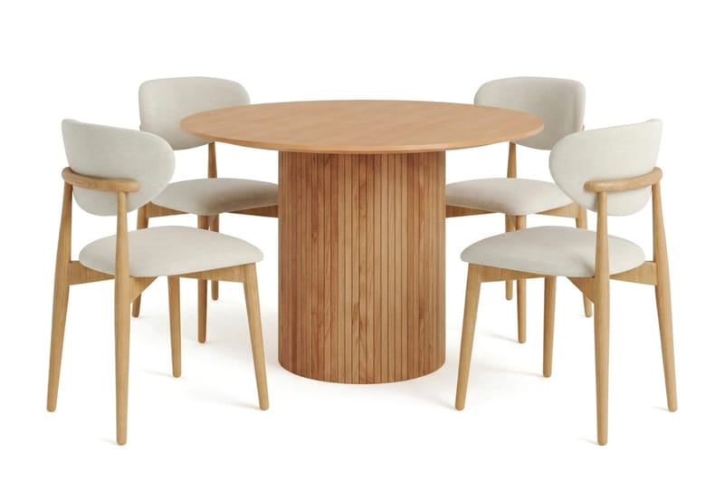 Kopparbo Matgrupp runt 110 cm Ek med 4 Molly Matstolar - Ek - Möbler - Matplats - Matgrupp & matbord med stolar