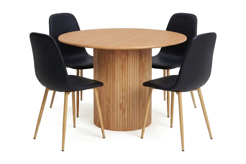 Kopparbo Matgrupp runt 110 cm Ek med 4 Nibe Matstolar - Ek - Möbler - Matplats - Matgrupp & matbord med stolar