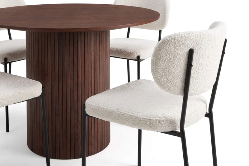 Kopparbo Matgrupp runt 110 cm med 4 Gemmiano Matstolar - Valnöt - Möbler - Matplats - Matgrupp & matbord med stolar