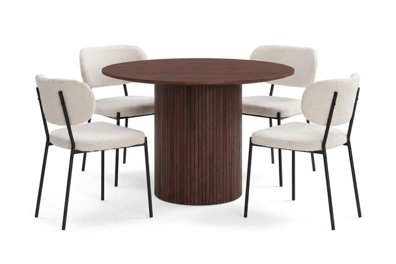 Kopparbo Matgrupp runt 110 cm med 4 Gemmiano Matstolar - Valnöt - Möbler - Matplats - Matgrupp & matbord med stolar