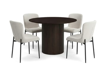 Kopparbo Matgrupp runt 110 cm Rökt Ek med 4 Elsie Matstolar - Rökt ek - Möbler - Matplats - Matgrupp & matbord med stolar