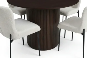 Kopparbo Matgrupp runt 110 cm Rökt Ek med 4 Elsie Matstolar - Rökt ek/Vit - Möbler - Matplats - Matgrupp & matbord med stolar