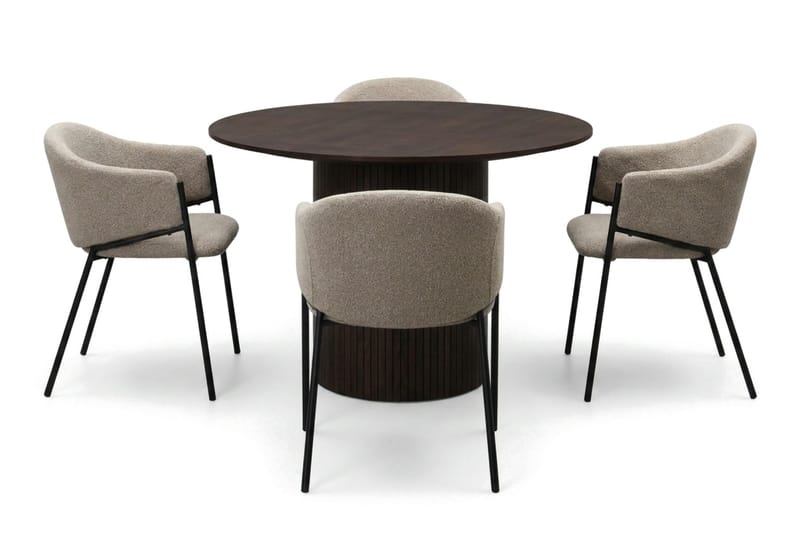 Kopparbo Matgrupp runt 110 cm Rökt Ek med 4 Filip Matstolar - Rökt ek - Möbler - Matplats - Matgrupp & matbord med stolar