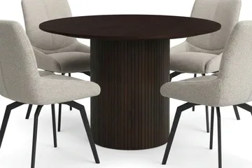 Kopparbo Matgrupp runt 110 cm Rökt Ek med 4 Mora Matstolar - Rökt ek - Möbler - Matplats - Matgrupp & matbord med stolar