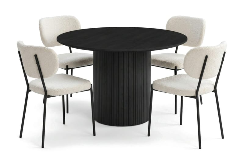 Kopparbo Matgrupp runt 110 cm Svart med 4 Gemmiano Matstolar - Svart - Möbler - Matplats - Matgrupp & matbord med stolar