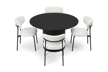 Kopparbo Matgrupp runt 110 cm Svart med 4 Lucy Matstolar - Svart - Möbler - Matplats - Matgrupp & matbord med stolar
