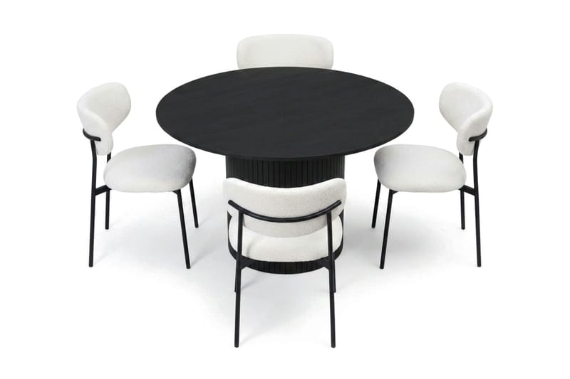 Kopparbo Matgrupp runt 110 cm Svart med 4 Lucy Matstolar - Svart - Möbler - Matplats - Matgrupp & matbord med stolar