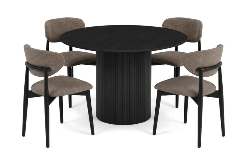 Kopparbo Matgrupp runt 110 cm Svart med 4 Molly Matstolar - Svart - Möbler - Matplats - Matgrupp & matbord med stolar