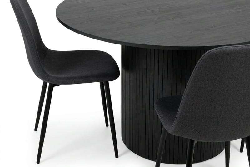 Kopparbo Matgrupp runt 110 cm Svart med 4 Nibe Matstolar - Svart - Möbler - Matplats - Matgrupp & matbord med stolar