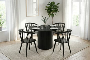 Kopparbo Matgrupp runt 110 cm Svart med 4 Tyrö Matstolar - Svart - Möbler - Matplats - Matgrupp & matbord med stolar